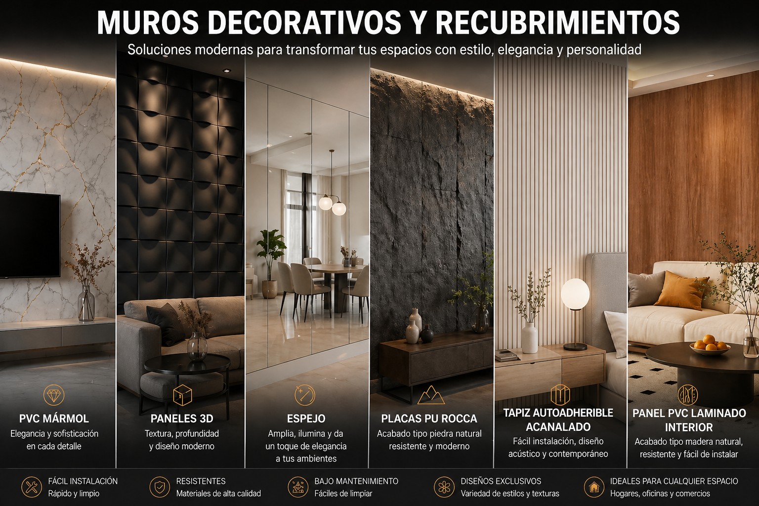 Muros decorativos con estilo para interiores